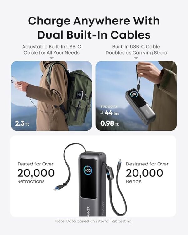 پاوربانک انکر مدل A1695 ظرفیت 25000 میلی آمپر ساعت توان 165 وات